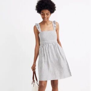 Madewell Striped Ruffle-Strap Empire Dress